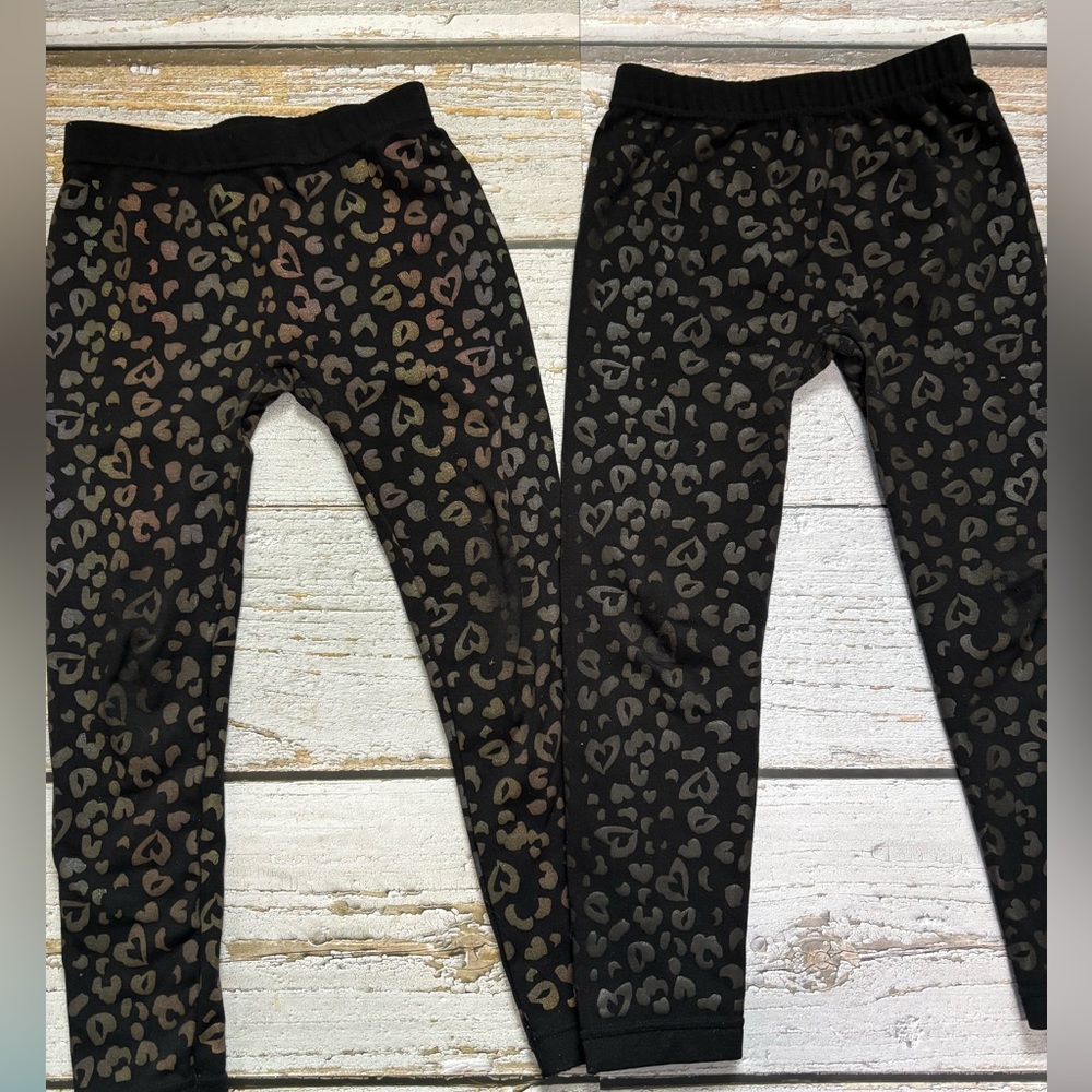 The Children's Place Black and Brown Heart Print Leggings set of 2